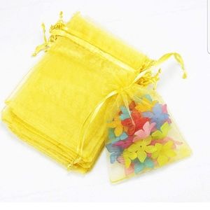15  PCS Stratalife  Drawstring Organza Bags 5x7 Inches Yellow Transparent